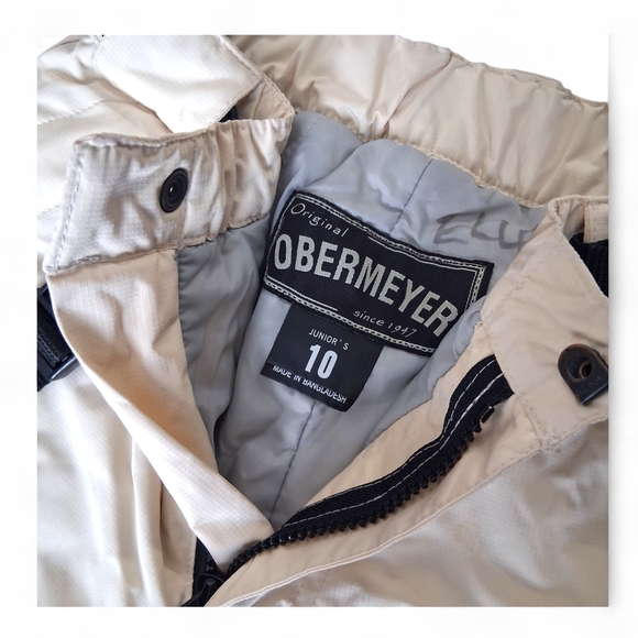 Vintage Obermeyer Juniors Snowpants Size 10 - beige & black - Picture 7 of 12